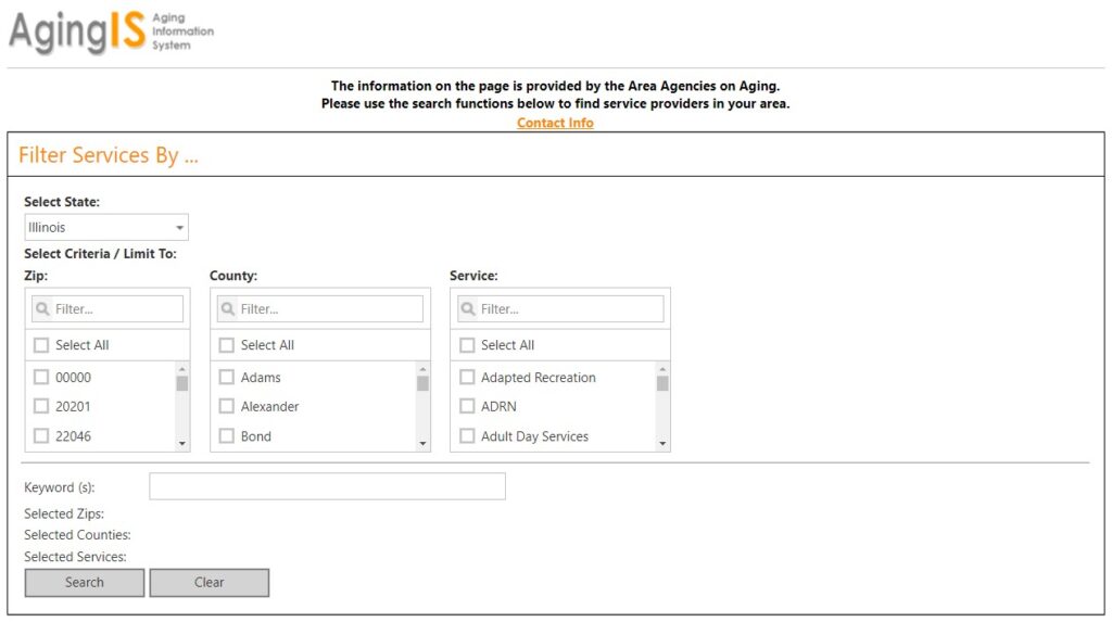 AgingIS Service Search Picture